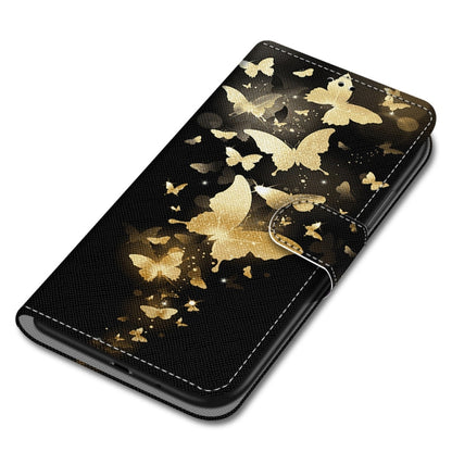 For Samsung Galaxy A22 5G Coloured Drawing Cross Texture Horizontal Flip PU Leather Case with Holder & Card Slots & Wallet & Lanyard(Golden Butterfly Group) by buy2fix