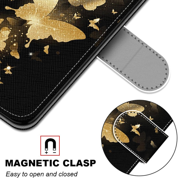 For Samsung Galaxy A22 5G Coloured Drawing Cross Texture Horizontal Flip PU Leather Case with Holder & Card Slots & Wallet & Lanyard(Golden Butterfly Group) by buy2fix