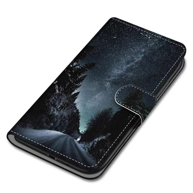 For Samsung Galaxy A22 5G Coloured Drawing Cross Texture Horizontal Flip PU Leather Case with Holder & Card Slots & Wallet & Lanyard(Mountain Road Starry Sky) by buy2fix