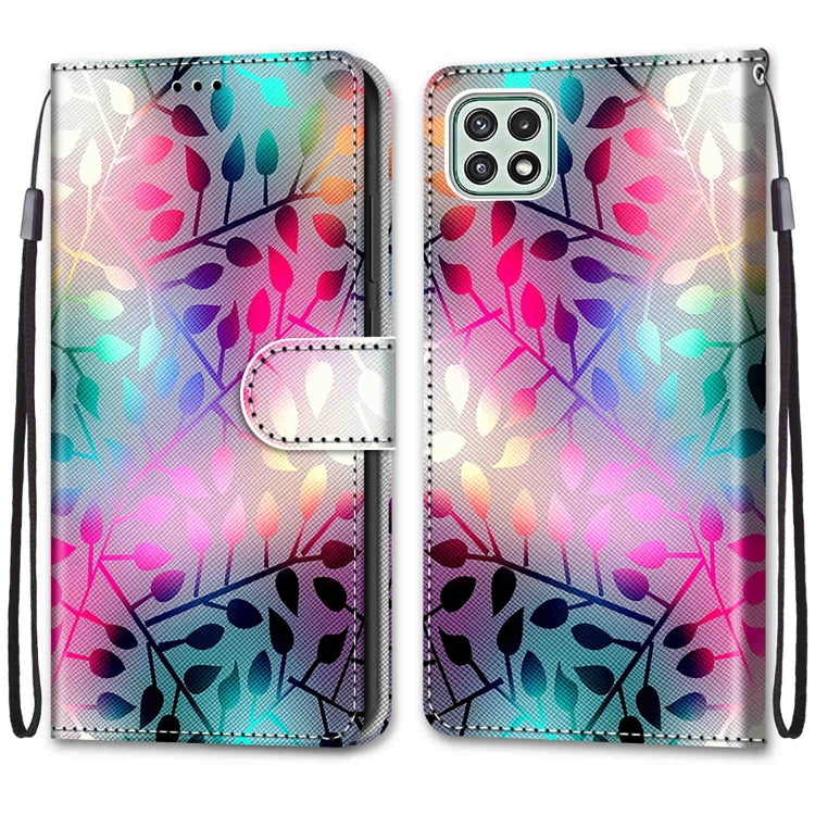 For Samsung Galaxy A22 5G Coloured Drawing Cross Texture Horizontal Flip PU Leather Case with Holder & Card Slots & Wallet & Lanyard(Translucent Glass) by buy2fix