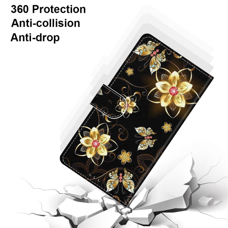 For Samsung Galaxy A22 5G Coloured Drawing Cross Texture Horizontal Flip PU Leather Case with Holder & Card Slots & Wallet & Lanyard(Gold Diamond Butterfly) by buy2fix