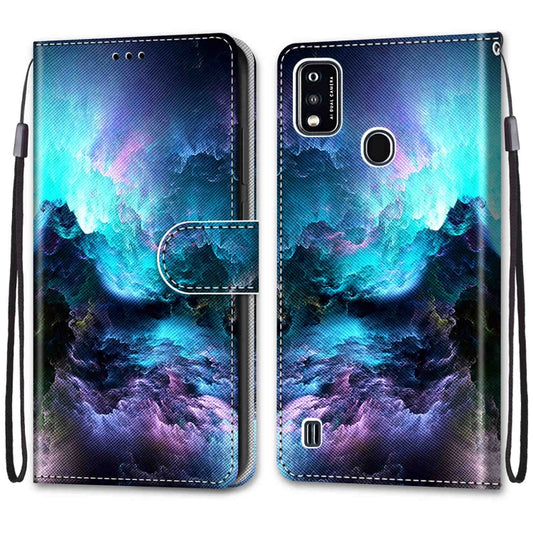 For ZTE Blade A51 Coloured Drawing Cross Texture Horizontal Flip PU Leather Case with Holder & Card Slots & Wallet & Lanyard(Colorful Clouds) by buy2fix