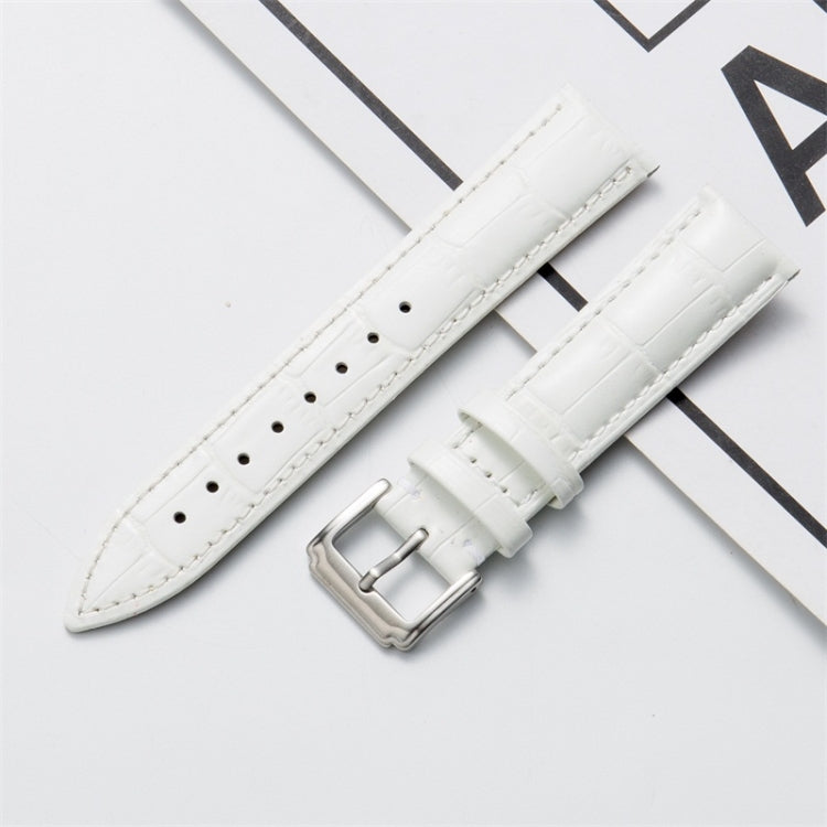 18mm Calf Leather Watch Band(White) by buy2fix