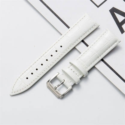 18mm Calf Leather Watch Band(White) by buy2fix