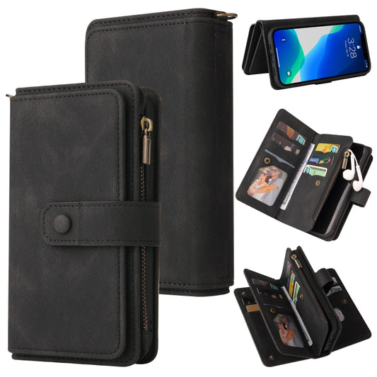 For iPhone 13 Pro Max Skin Feel PU + TPU Horizontal Flip Leather Case with Holder & 15 Cards Slot & Wallet & Zipper Pocket & Lanyard (Black) - iPhone 13 Pro Max Cases by buy2fix | Online Shopping UK | buy2fix