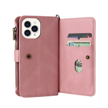 For iPhone 13 Pro Max Skin Feel PU + TPU Horizontal Flip Leather Case with Holder & 15 Cards Slot & Wallet & Zipper Pocket & Lanyard (Pink) - iPhone 13 Pro Max Cases by buy2fix | Online Shopping UK | buy2fix