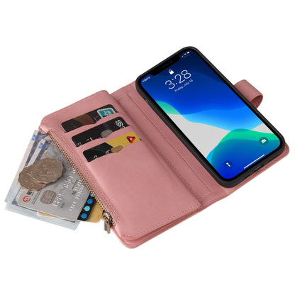 For iPhone 13 Pro Max Skin Feel PU + TPU Horizontal Flip Leather Case with Holder & 15 Cards Slot & Wallet & Zipper Pocket & Lanyard (Pink) - iPhone 13 Pro Max Cases by buy2fix | Online Shopping UK | buy2fix