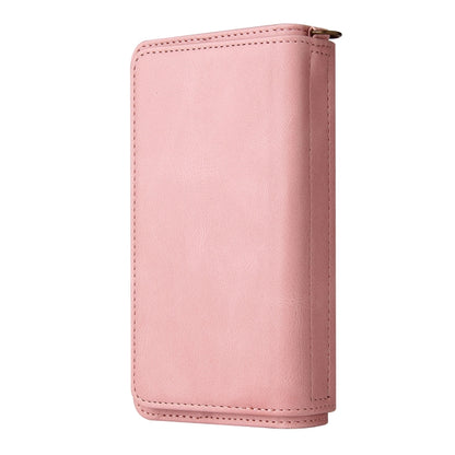For iPhone 13 Pro Skin Feel PU + TPU Horizontal Flip Leather Case with Holder & 15 Cards Slot & Wallet & Zipper Pocket & Lanyard (Pink) - iPhone 13 Pro Cases by buy2fix | Online Shopping UK | buy2fix