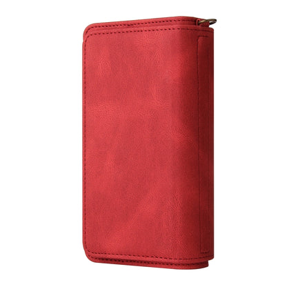 For iPhone 13 Skin Feel PU + TPU Horizontal Flip Leather Case with Holder & 15 Cards Slot & Wallet & Zipper Pocket & Lanyard(Red) - iPhone 13 Cases by buy2fix | Online Shopping UK | buy2fix