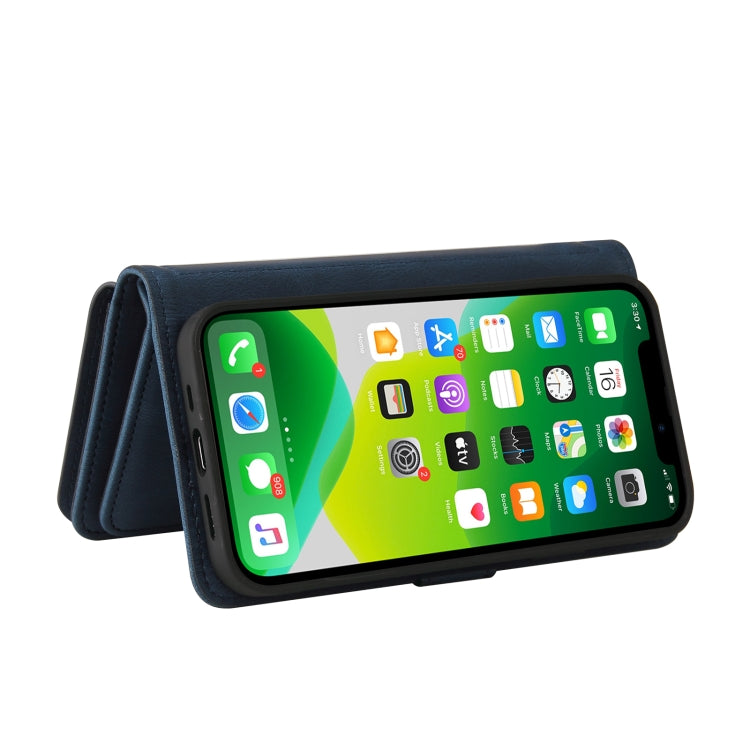 For iPhone 13 Skin Feel PU + TPU Horizontal Flip Leather Case with Holder & 15 Cards Slot & Wallet & Zipper Pocket & Lanyard(Blue) - iPhone 13 Cases by buy2fix | Online Shopping UK | buy2fix