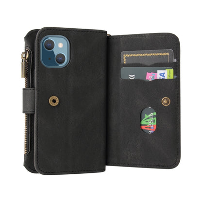 For iPhone 13 mini Skin Feel PU + TPU Horizontal Flip Leather Case with Holder & 15 Cards Slot & Wallet & Zipper Pocket & Lanyard (Black) - iPhone 13 mini Cases by buy2fix | Online Shopping UK | buy2fix