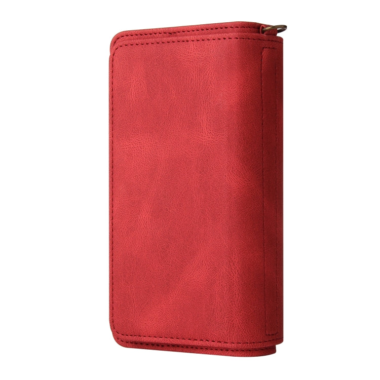 For iPhone 13 mini Skin Feel PU + TPU Horizontal Flip Leather Case with Holder & 15 Cards Slot & Wallet & Zipper Pocket & Lanyard (Red) - iPhone 13 mini Cases by buy2fix | Online Shopping UK | buy2fix