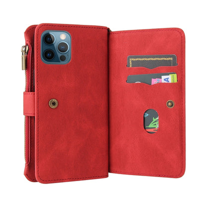 For iPhone 12 Pro Max Skin Feel PU + TPU Horizontal Flip Leather Case with Holder & 15 Cards Slot & Wallet & Zipper Pocket & Lanyard(Red) - iPhone 12 Pro Max Cases by buy2fix | Online Shopping UK | buy2fix