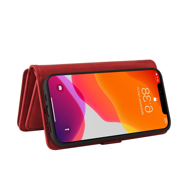 For iPhone 12 Pro Max Skin Feel PU + TPU Horizontal Flip Leather Case with Holder & 15 Cards Slot & Wallet & Zipper Pocket & Lanyard(Red) - iPhone 12 Pro Max Cases by buy2fix | Online Shopping UK | buy2fix