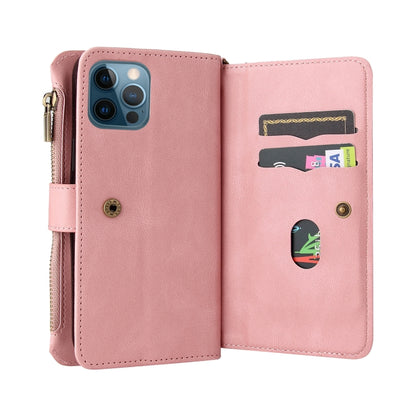 For iPhone 12 Pro Max Skin Feel PU + TPU Horizontal Flip Leather Case with Holder & 15 Cards Slot & Wallet & Zipper Pocket & Lanyard(Pink) - iPhone 12 Pro Max Cases by buy2fix | Online Shopping UK | buy2fix