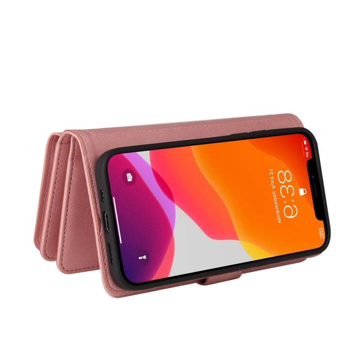 For iPhone 12 Pro Max Skin Feel PU + TPU Horizontal Flip Leather Case with Holder & 15 Cards Slot & Wallet & Zipper Pocket & Lanyard(Pink) - iPhone 12 Pro Max Cases by buy2fix | Online Shopping UK | buy2fix