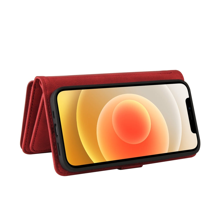 For iPhone 12 / 12 Pro Skin Feel PU + TPU Horizontal Flip Leather Case with Holder & 15 Cards Slot & Wallet & Zipper Pocket & Lanyard(Red) - iPhone 12 / 12 Pro Cases by buy2fix | Online Shopping UK | buy2fix