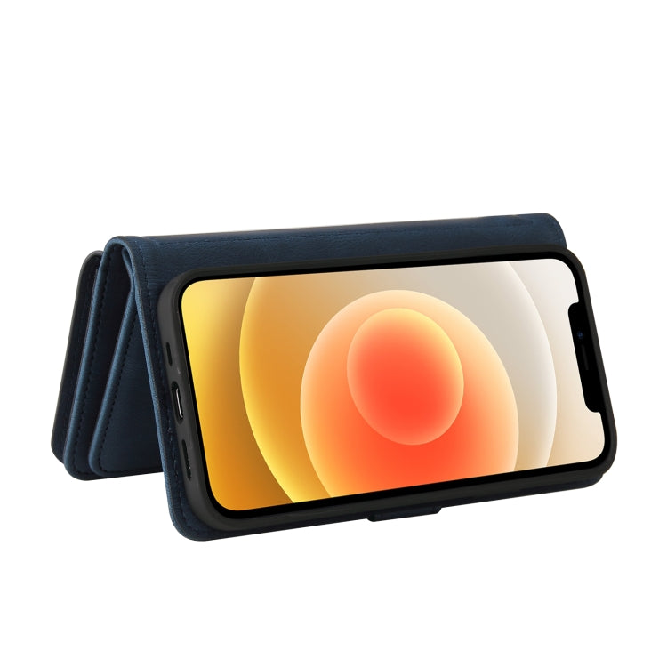 For iPhone 12 / 12 Pro Skin Feel PU + TPU Horizontal Flip Leather Case with Holder & 15 Cards Slot & Wallet & Zipper Pocket & Lanyard(Blue) - iPhone 12 / 12 Pro Cases by buy2fix | Online Shopping UK | buy2fix