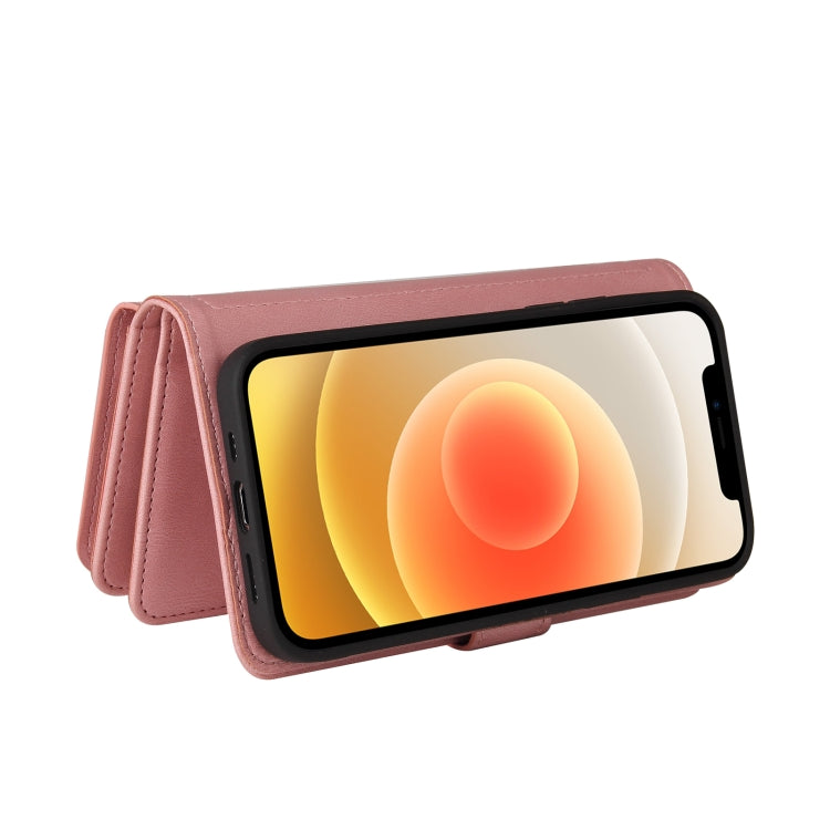 For iPhone 12 / 12 Pro Skin Feel PU + TPU Horizontal Flip Leather Case with Holder & 15 Cards Slot & Wallet & Zipper Pocket & Lanyard(Pink) - iPhone 12 / 12 Pro Cases by buy2fix | Online Shopping UK | buy2fix