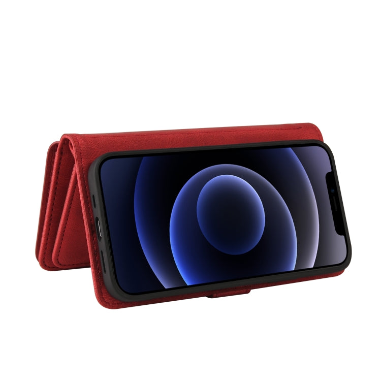 For iPhone 12 mini Skin Feel PU + TPU Horizontal Flip Leather Case with Holder & 15 Cards Slot & Wallet & Zipper Pocket & Lanyard (Red) - iPhone 12 mini Cases by buy2fix | Online Shopping UK | buy2fix