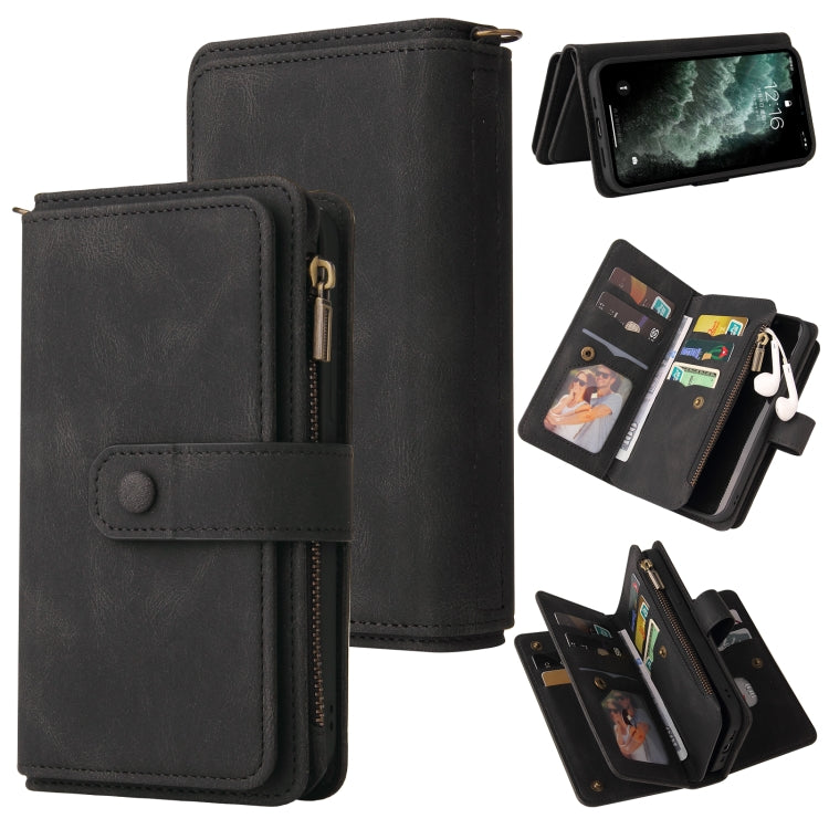 Skin Feel PU + TPU Horizontal Flip Leather Case with Holder & 15 Cards Slot & Wallet & Zipper Pocket & Lanyard For iPhone 11 Pro Max(Black) - iPhone 11 Pro Max Cases by buy2fix | Online Shopping UK | buy2fix