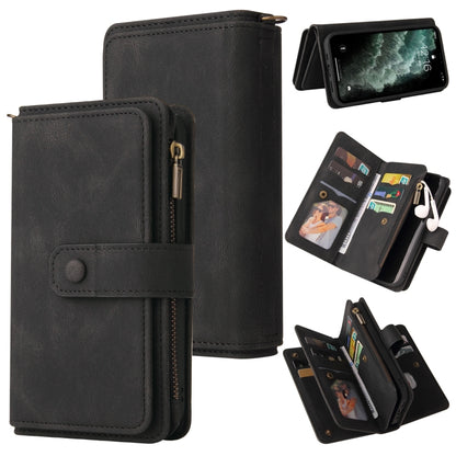 Skin Feel PU + TPU Horizontal Flip Leather Case with Holder & 15 Cards Slot & Wallet & Zipper Pocket & Lanyard For iPhone 11 Pro Max(Black) - iPhone 11 Pro Max Cases by buy2fix | Online Shopping UK | buy2fix