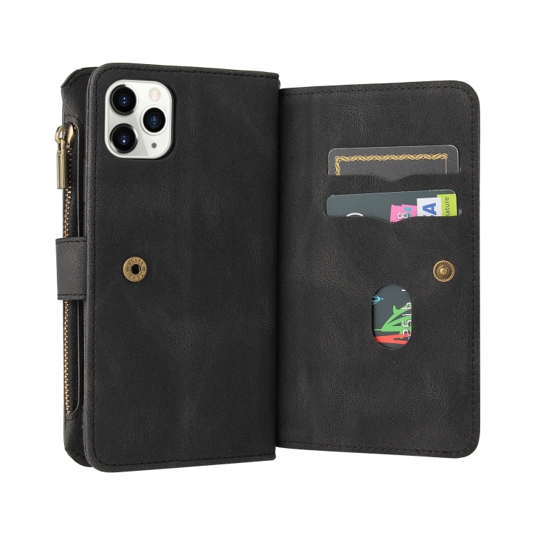 Skin Feel PU + TPU Horizontal Flip Leather Case with Holder & 15 Cards Slot & Wallet & Zipper Pocket & Lanyard For iPhone 11 Pro Max(Black) - iPhone 11 Pro Max Cases by buy2fix | Online Shopping UK | buy2fix