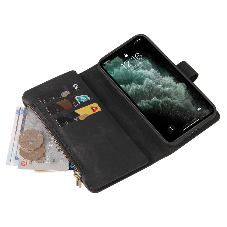 Skin Feel PU + TPU Horizontal Flip Leather Case with Holder & 15 Cards Slot & Wallet & Zipper Pocket & Lanyard For iPhone 11 Pro Max(Black) - iPhone 11 Pro Max Cases by buy2fix | Online Shopping UK | buy2fix