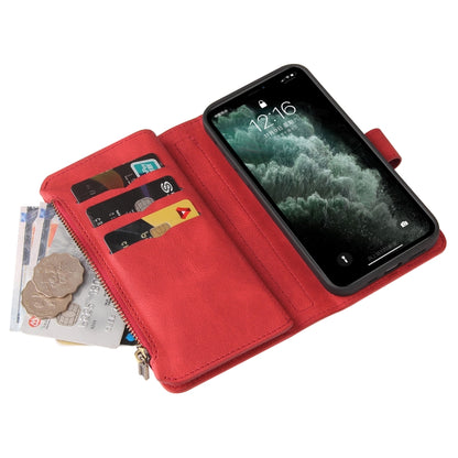 Skin Feel PU + TPU Horizontal Flip Leather Case with Holder & 15 Cards Slot & Wallet & Zipper Pocket & Lanyard For iPhone 11 Pro Max(Red) - iPhone 11 Pro Max Cases by buy2fix | Online Shopping UK | buy2fix