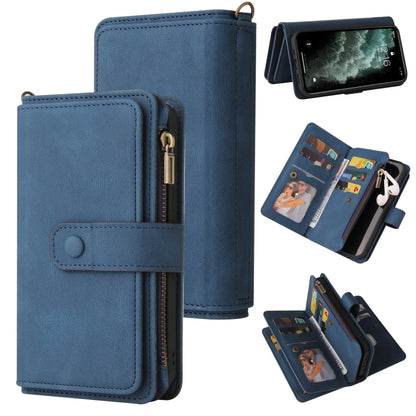 Skin Feel PU + TPU Horizontal Flip Leather Case with Holder & 15 Cards Slot & Wallet & Zipper Pocket & Lanyard For iPhone 11 Pro Max(Blue) - iPhone 11 Pro Max Cases by buy2fix | Online Shopping UK | buy2fix
