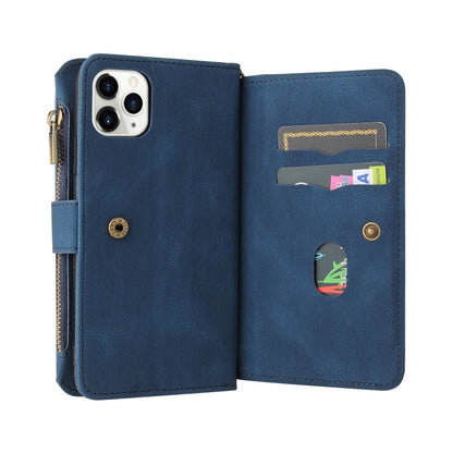 Skin Feel PU + TPU Horizontal Flip Leather Case with Holder & 15 Cards Slot & Wallet & Zipper Pocket & Lanyard For iPhone 11 Pro Max(Blue) - iPhone 11 Pro Max Cases by buy2fix | Online Shopping UK | buy2fix