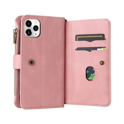 Skin Feel PU + TPU Horizontal Flip Leather Case with Holder & 15 Cards Slot & Wallet & Zipper Pocket & Lanyard For iPhone 11 Pro Max(Pink) - iPhone 11 Pro Max Cases by buy2fix | Online Shopping UK | buy2fix
