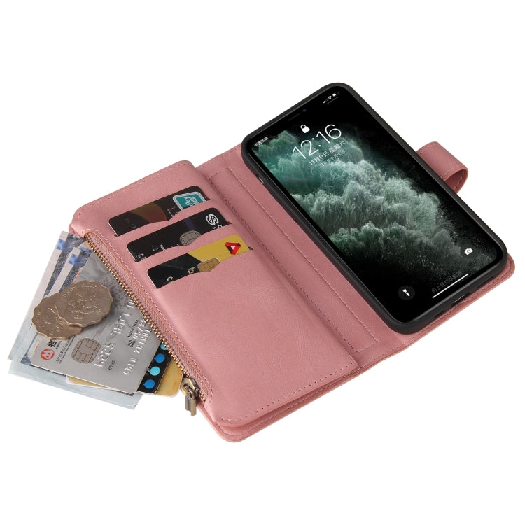 Skin Feel PU + TPU Horizontal Flip Leather Case with Holder & 15 Cards Slot & Wallet & Zipper Pocket & Lanyard For iPhone 11 Pro Max(Pink) - iPhone 11 Pro Max Cases by buy2fix | Online Shopping UK | buy2fix