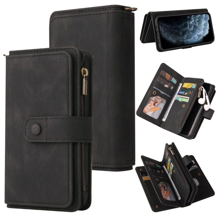 Skin Feel PU + TPU Horizontal Flip Leather Case with Holder & 15 Cards Slot & Wallet & Zipper Pocket & Lanyard For iPhone 11 Pro(Black) - iPhone 11 Pro Cases by buy2fix | Online Shopping UK | buy2fix