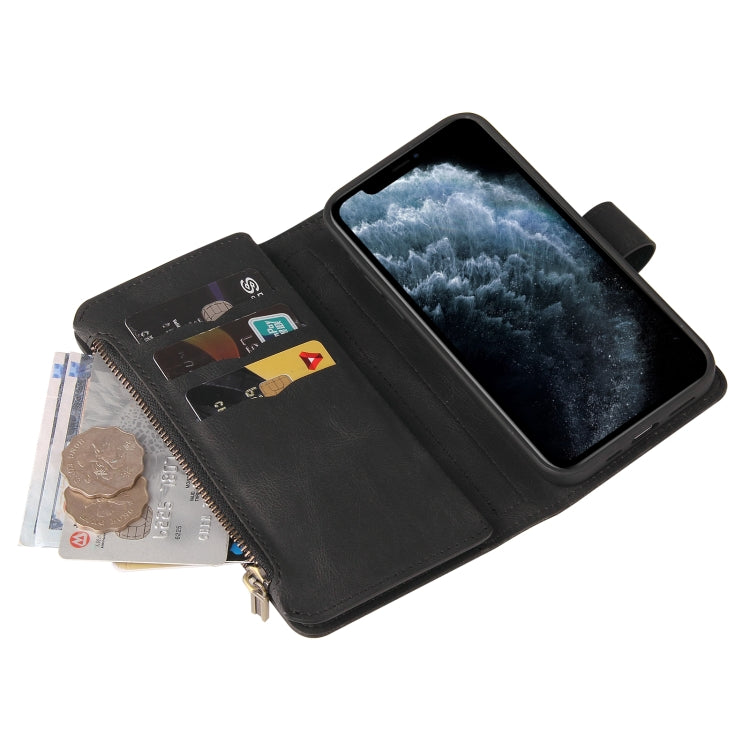 Skin Feel PU + TPU Horizontal Flip Leather Case with Holder & 15 Cards Slot & Wallet & Zipper Pocket & Lanyard For iPhone 11 Pro(Black) - iPhone 11 Pro Cases by buy2fix | Online Shopping UK | buy2fix