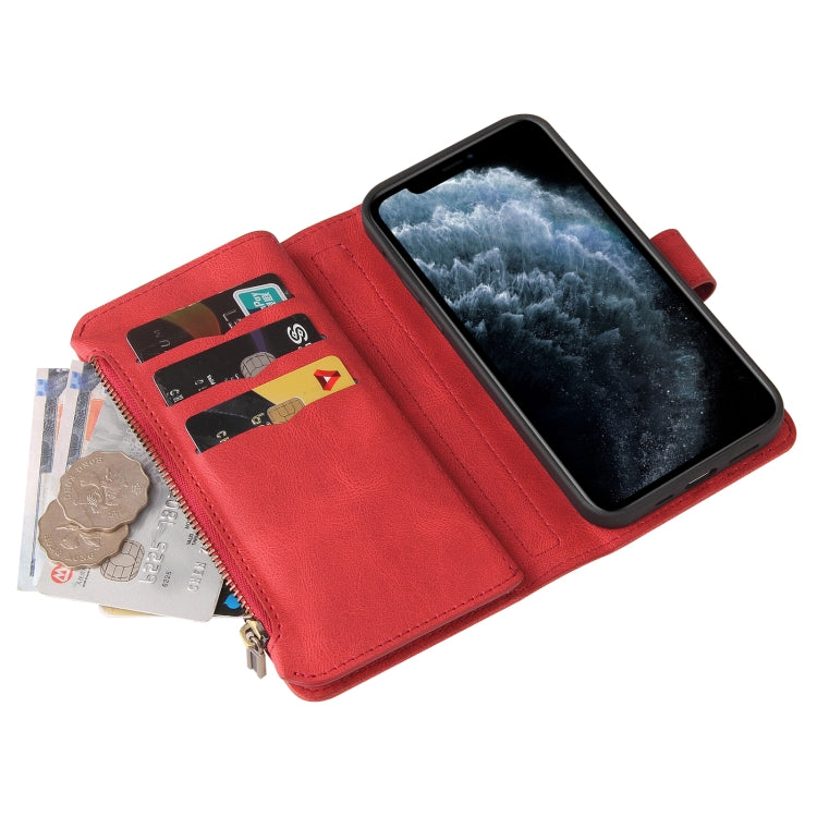 Skin Feel PU + TPU Horizontal Flip Leather Case with Holder & 15 Cards Slot & Wallet & Zipper Pocket & Lanyard For iPhone 11 Pro(Red) - iPhone 11 Pro Cases by buy2fix | Online Shopping UK | buy2fix