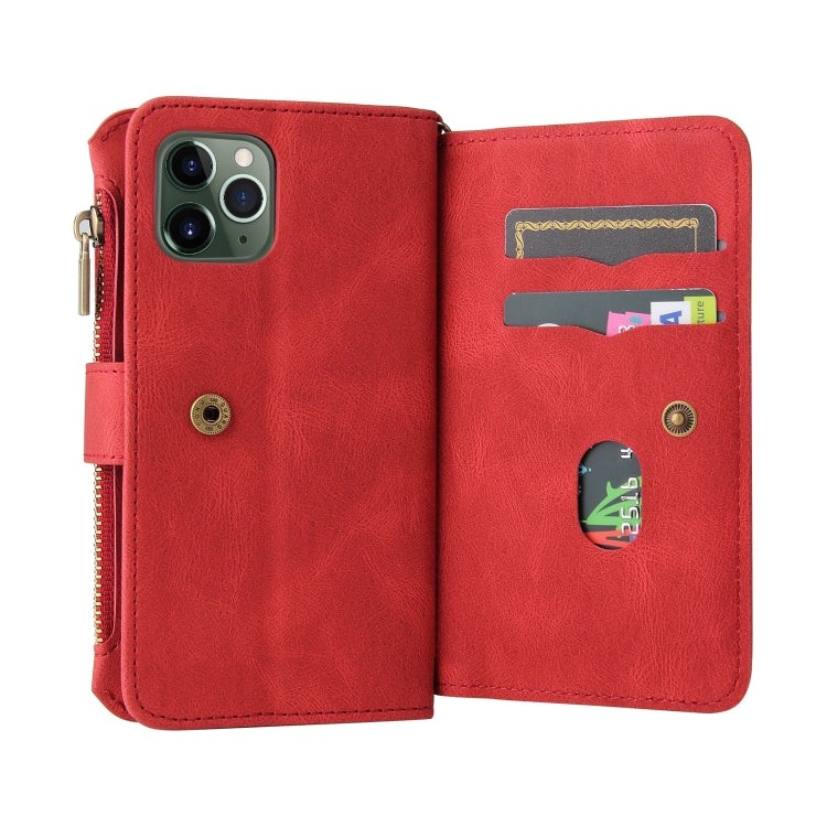 Skin Feel PU + TPU Horizontal Flip Leather Case with Holder & 15 Cards Slot & Wallet & Zipper Pocket & Lanyard For iPhone 11 Pro(Red) - iPhone 11 Pro Cases by buy2fix | Online Shopping UK | buy2fix