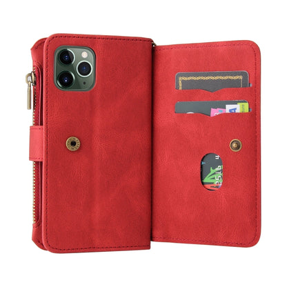 Skin Feel PU + TPU Horizontal Flip Leather Case with Holder & 15 Cards Slot & Wallet & Zipper Pocket & Lanyard For iPhone 11 Pro(Red) - iPhone 11 Pro Cases by buy2fix | Online Shopping UK | buy2fix