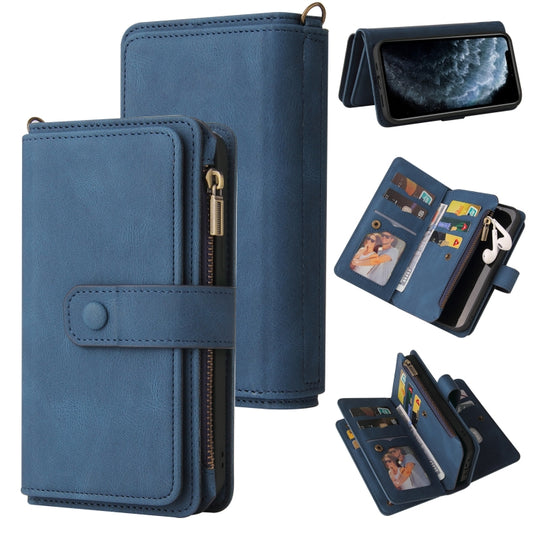 Skin Feel PU + TPU Horizontal Flip Leather Case with Holder & 15 Cards Slot & Wallet & Zipper Pocket & Lanyard For iPhone 11 Pro(Blue) - iPhone 11 Pro Cases by buy2fix | Online Shopping UK | buy2fix