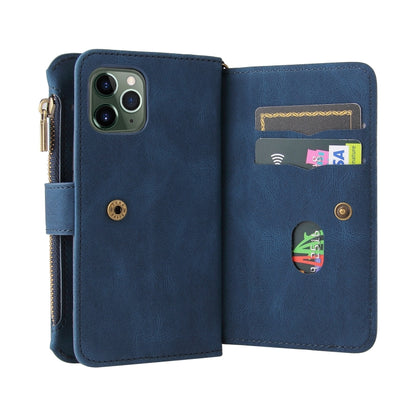 Skin Feel PU + TPU Horizontal Flip Leather Case with Holder & 15 Cards Slot & Wallet & Zipper Pocket & Lanyard For iPhone 11 Pro(Blue) - iPhone 11 Pro Cases by buy2fix | Online Shopping UK | buy2fix