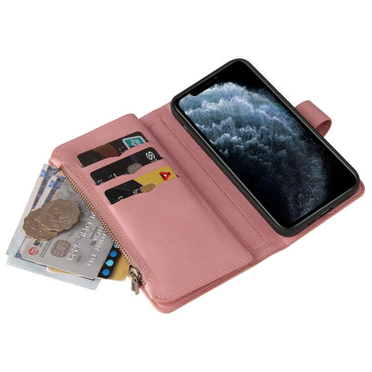 Skin Feel PU + TPU Horizontal Flip Leather Case with Holder & 15 Cards Slot & Wallet & Zipper Pocket & Lanyard For iPhone 11 Pro(Pink) - iPhone 11 Pro Cases by buy2fix | Online Shopping UK | buy2fix