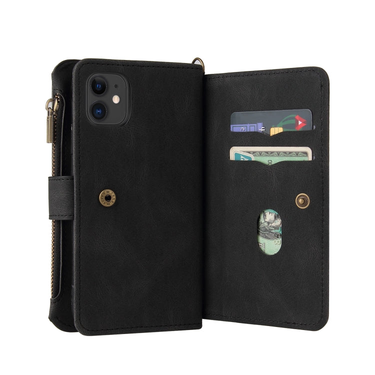 Skin Feel PU + TPU Horizontal Flip Leather Case with Holder & 15 Cards Slot & Wallet & Zipper Pocket & Lanyard For iPhone 11(Black) - iPhone 11 Cases by buy2fix | Online Shopping UK | buy2fix