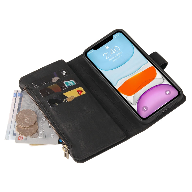 Skin Feel PU + TPU Horizontal Flip Leather Case with Holder & 15 Cards Slot & Wallet & Zipper Pocket & Lanyard For iPhone 11(Black) - iPhone 11 Cases by buy2fix | Online Shopping UK | buy2fix