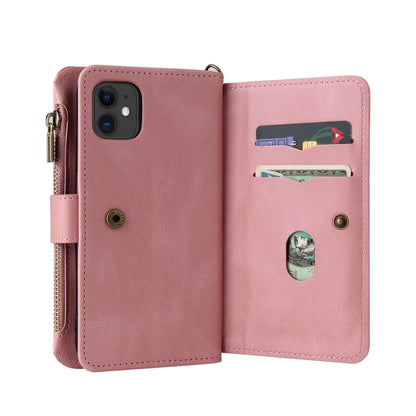 Skin Feel PU + TPU Horizontal Flip Leather Case with Holder & 15 Cards Slot & Wallet & Zipper Pocket & Lanyard For iPhone 11(Pink) - iPhone 11 Cases by buy2fix | Online Shopping UK | buy2fix