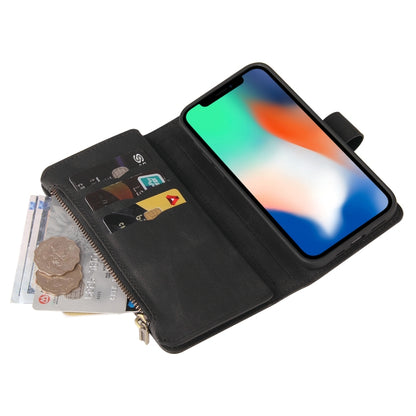 For iPhone X / XS Skin Feel PU + TPU Horizontal Flip Leather Case with Holder & 15 Cards Slot & Wallet & Zipper Pocket & Lanyard(Black) - More iPhone Cases by buy2fix | Online Shopping UK | buy2fix