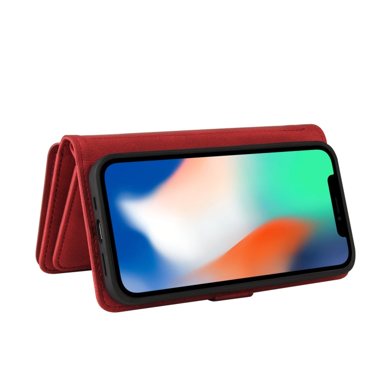 For iPhone X / XS Skin Feel PU + TPU Horizontal Flip Leather Case with Holder & 15 Cards Slot & Wallet & Zipper Pocket & Lanyard(Red) - More iPhone Cases by buy2fix | Online Shopping UK | buy2fix