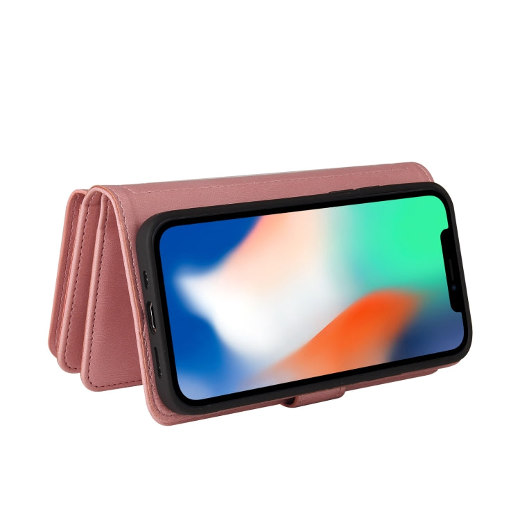 For iPhone X / XS Skin Feel PU + TPU Horizontal Flip Leather Case with Holder & 15 Cards Slot & Wallet & Zipper Pocket & Lanyard(Pink) - More iPhone Cases by buy2fix | Online Shopping UK | buy2fix