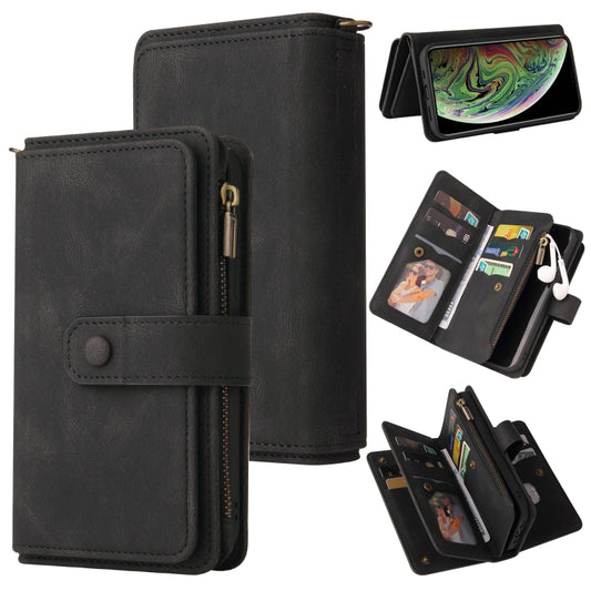 For iPhone XS Max Skin Feel PU + TPU Horizontal Flip Leather Case with Holder & 15 Cards Slot & Wallet & Zipper Pocket & Lanyard(Black) - More iPhone Cases by buy2fix | Online Shopping UK | buy2fix