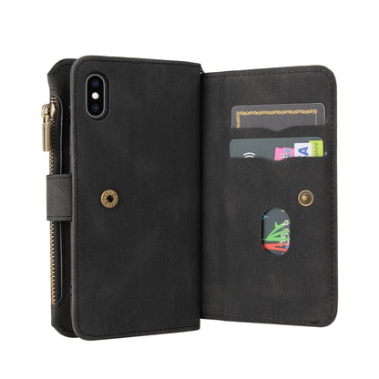 For iPhone XS Max Skin Feel PU + TPU Horizontal Flip Leather Case with Holder & 15 Cards Slot & Wallet & Zipper Pocket & Lanyard(Black) - More iPhone Cases by buy2fix | Online Shopping UK | buy2fix
