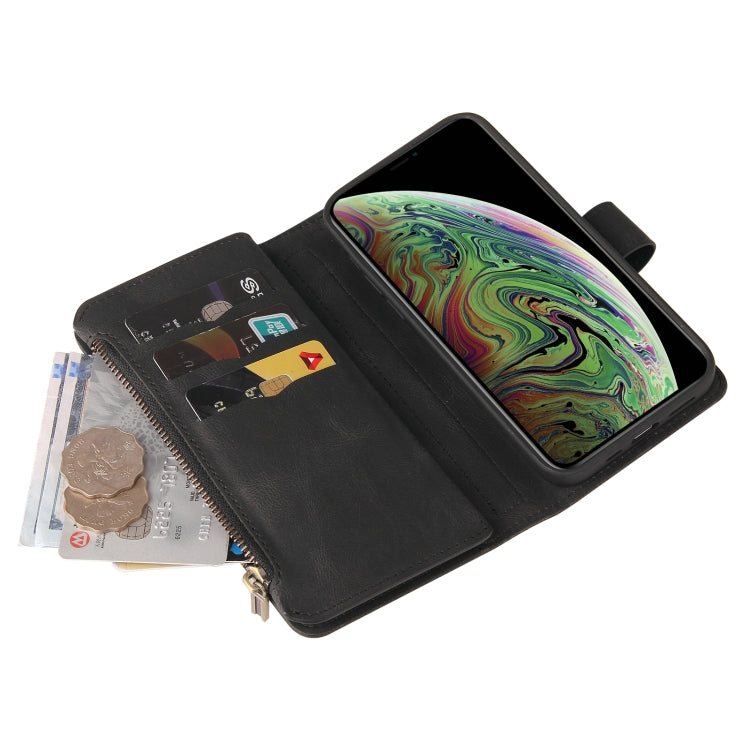 For iPhone XS Max Skin Feel PU + TPU Horizontal Flip Leather Case with Holder & 15 Cards Slot & Wallet & Zipper Pocket & Lanyard(Black) - More iPhone Cases by buy2fix | Online Shopping UK | buy2fix